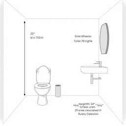 A detailed interior design illustration of a fully accessible bathroom layout