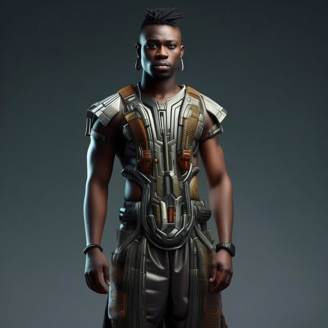 male in futuristic casual Igbo attire