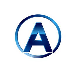 A modern and minimalist logo design featuring a stylized letter 'A' in a bold typeface, surrounded by a circular emblem