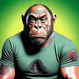 This is a high-quality digital art piece featuring Joe Rogan portrayed as an ape