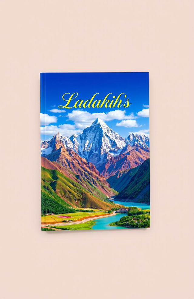 A book cover featuring the majestic Himalayan mountains in Ladakh, showcasing vibrant colors and breathtaking landscapes