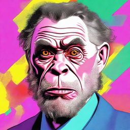 An intriguing high-quality digital art piece, presenting Jordan Peterson in the form of an ape