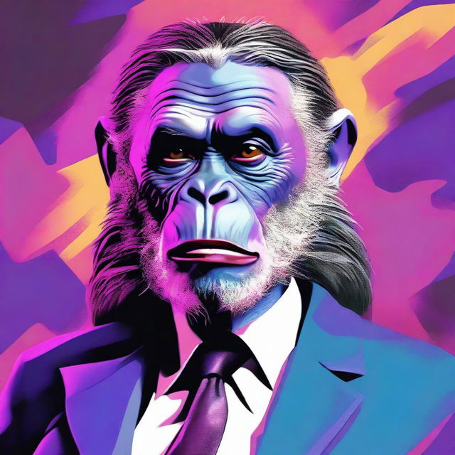A high-quality digital art illustration that portrays Jordan Peterson as an ape