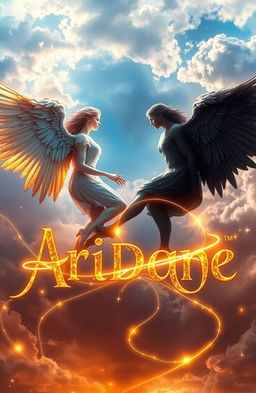 A visually stunning interpretation of the novel title 'Ariadne', featuring two celestial angels in an epic conflict