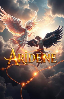 A visually stunning interpretation of the novel title 'Ariadne', featuring two celestial angels in an epic conflict