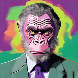 A high-quality digital art illustration that portrays Jordan Peterson as an ape