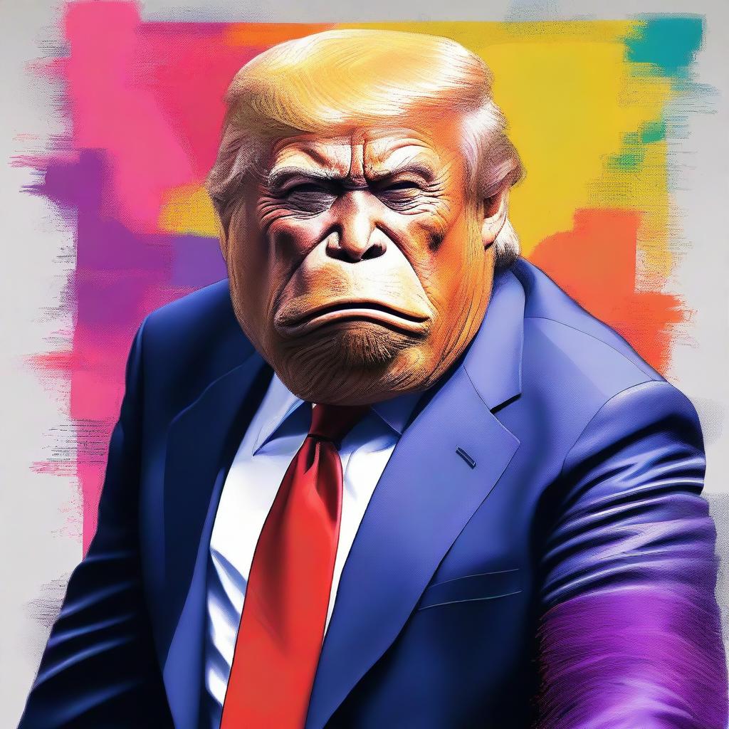 A high-quality digital art piece that depicts Donald Trump as an ape