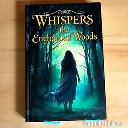 A captivating book cover featuring a mystical forest at twilight, with ethereal light filtering through the trees