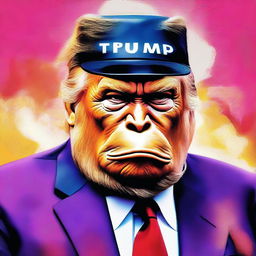 A high-quality digital art piece that depicts Donald Trump as an ape