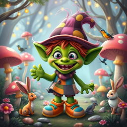 A whimsical, playful troll character inspired by the artwork of Nicko Manipis de Guzman