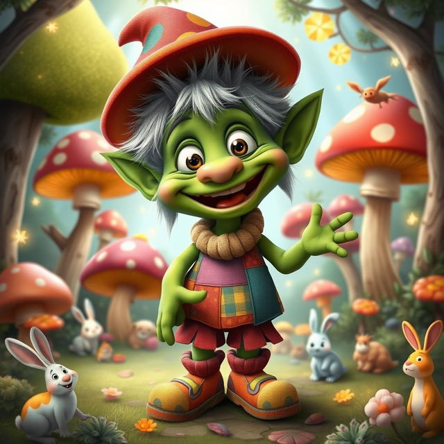 A whimsical, playful troll character inspired by the artwork of Nicko Manipis de Guzman