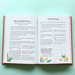 An interior page layout of a book titled 'The Digital Detox: Reclaiming Your Life in a Screen-Obsessed World'