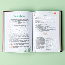 An interior page layout of a book titled 'The Digital Detox: Reclaiming Your Life in a Screen-Obsessed World'