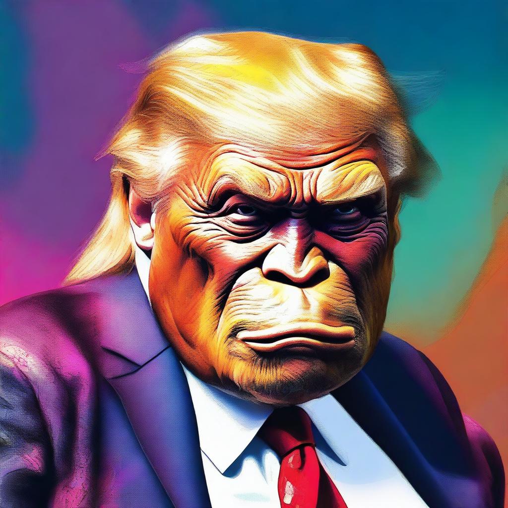 A high-quality digital art piece that depicts Donald Trump as an ape