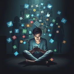 A powerful visual representation of social media addiction and its negative impacts on individuals and society