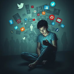 A powerful visual representation of social media addiction and its negative impacts on individuals and society