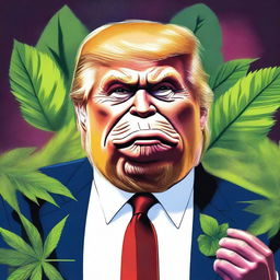 A high-quality digital art piece that portrays Donald Trump as an ape, now with a humorous twist