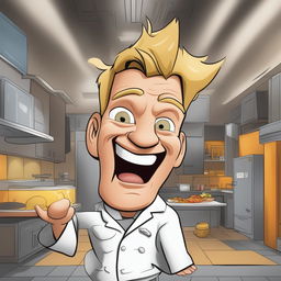 A digital caricature of Gordon Ramsey, mid-outburst, with the phrase 'WHERE'S THE LAMB SAUCE?!' above his head