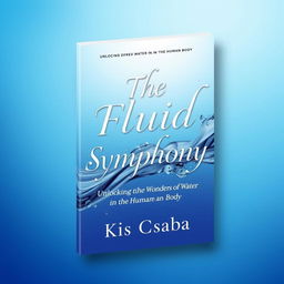 A visually stunning book cover design for a non-fiction book titled 'The Fluid Symphony' with the subtitle 'Unlocking the Wonders of Water in the Human Body'
