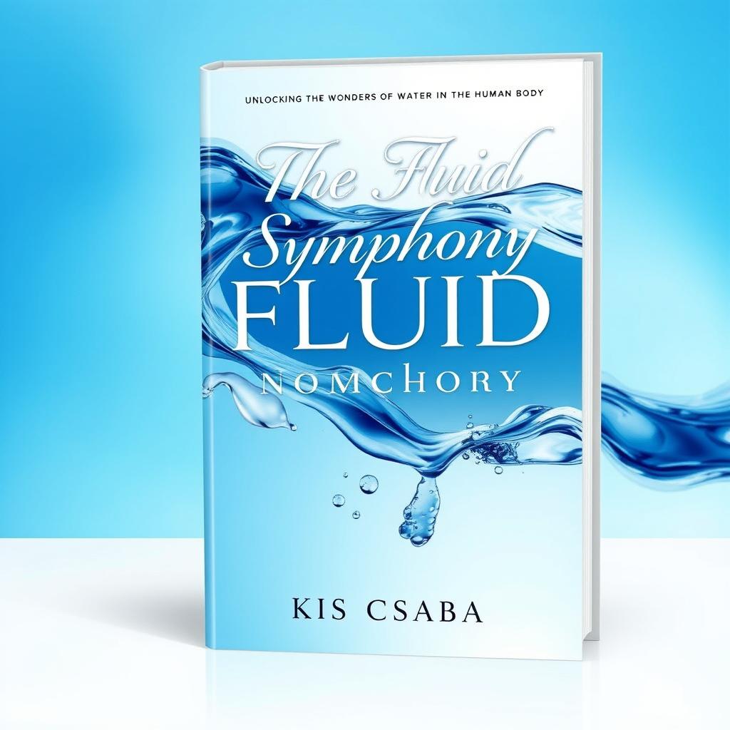 A visually stunning book cover design for a non-fiction book titled 'The Fluid Symphony' with the subtitle 'Unlocking the Wonders of Water in the Human Body'