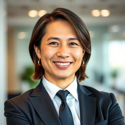 A professional LinkedIn profile picture featuring a confident adult wearing formal business attire