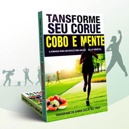 An eye-catching eBook cover for a health-themed book titled 'Transforme Seu Corpo e Mente: A Jornada para um Estilo de Vida Saudável e Perfeito'