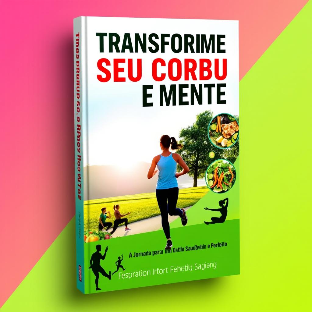 An eye-catching eBook cover for a health-themed book titled 'Transforme Seu Corpo e Mente: A Jornada para um Estilo de Vida Saudável e Perfeito'