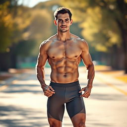 A full-body portrait of a man with an athletic build, standing confidently
