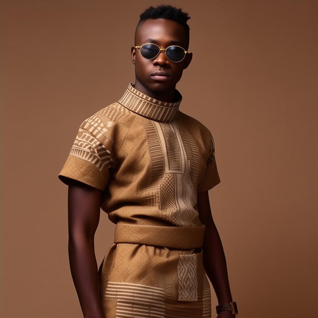 male in futuristic casual cotton Igbo attire