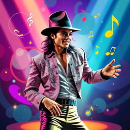 A visually striking thumbnail featuring a stylized portrait of Michael Jackson in his iconic 1980s performance outfit, complete with a sequined jacket and fedora