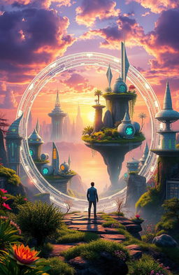 A visually captivating scene depicting a surreal blend of dreams and reality, capturing the essence of a futuristic landscape
