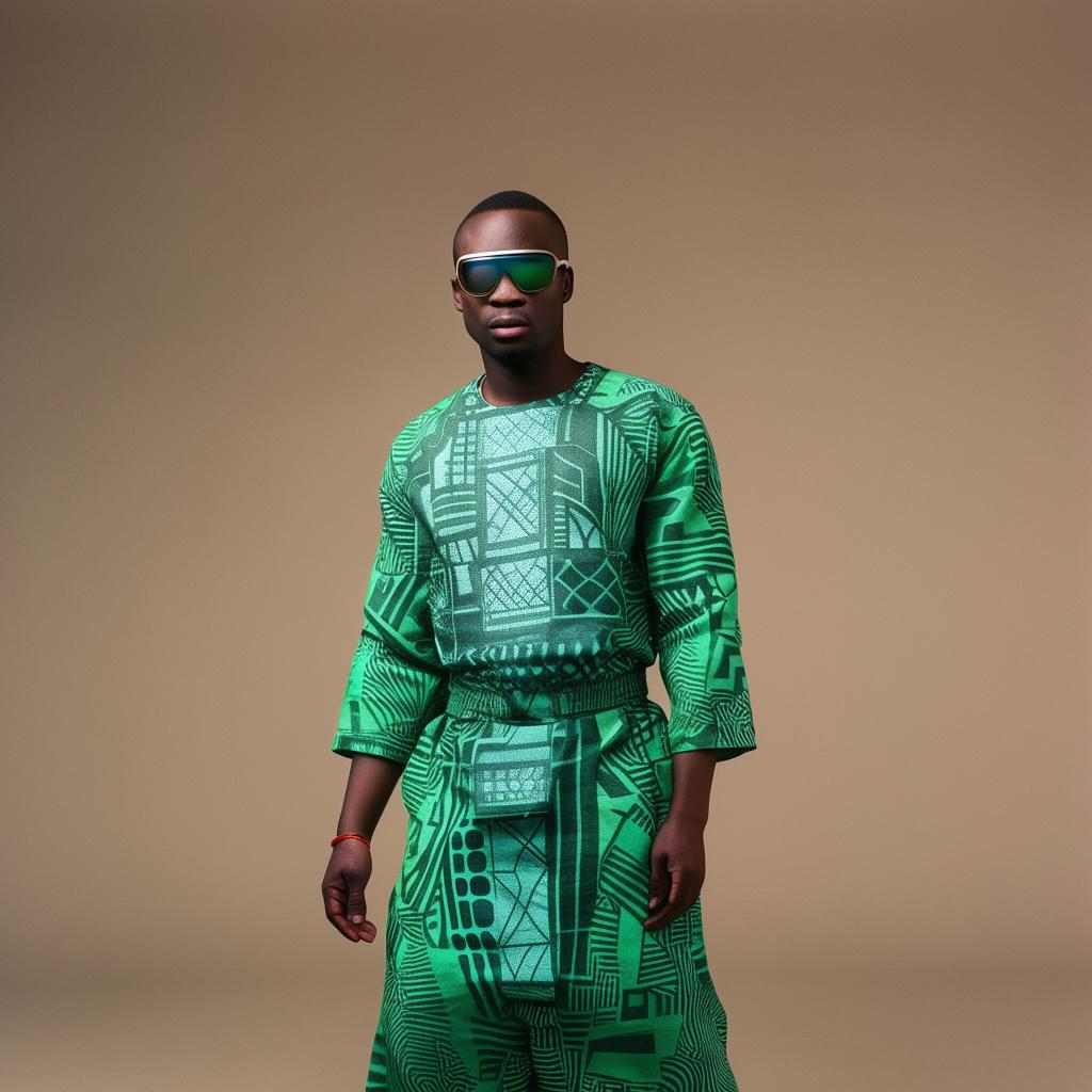 male in futuristic casual cotton Igbo attire