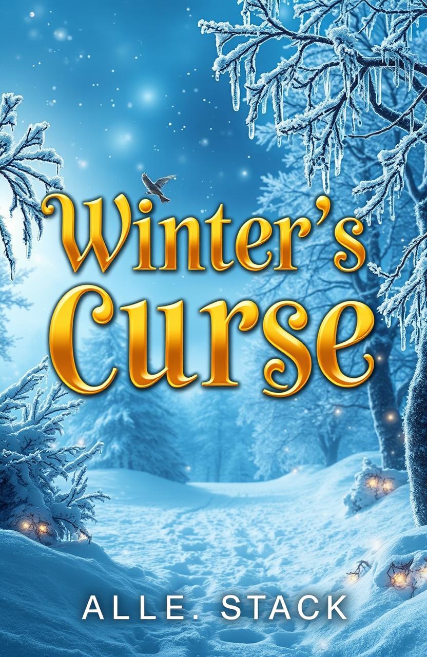 A captivating book cover for a winter fantasy novel titled "Winter's Curse