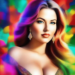 A high-quality digital art piece depicting a voluptuous Caucasian woman with a beautiful face