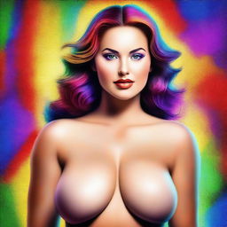 A high-quality digital art piece depicting a voluptuous Caucasian woman with a beautiful face