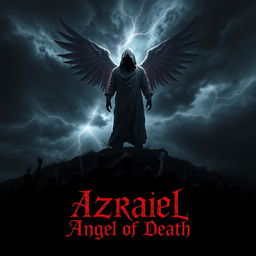 A dark and haunting teaser poster for the film 'Azrael: Angel of Death (2024)', encapsulating themes of the supernatural and the afterlife
