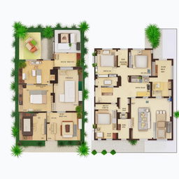 A 30x50 house layout with 4 bedrooms, 2 kitchens, a store, and a dining room