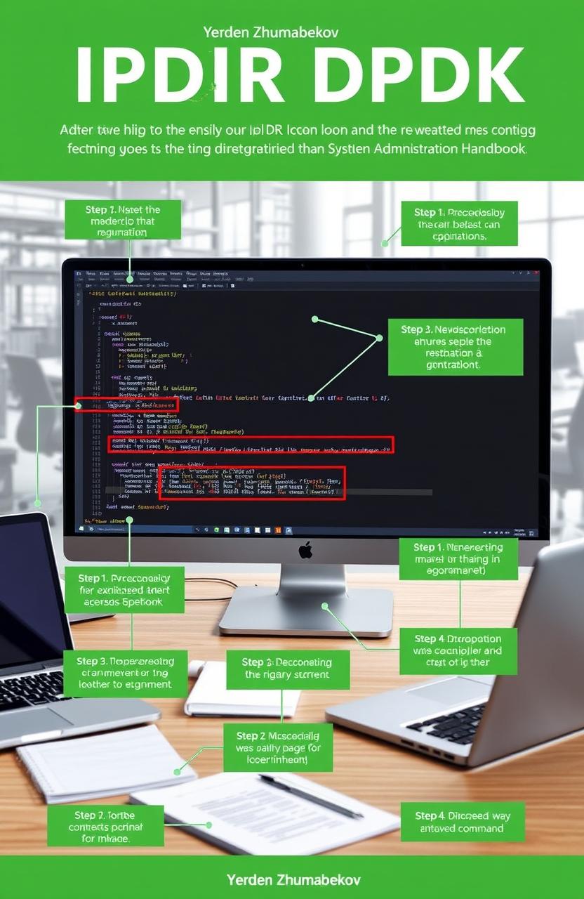 A detailed visual guide showcasing the configuration process of IPDR DPDK as described in Yerden Zhumabekov's System Administration Handbook