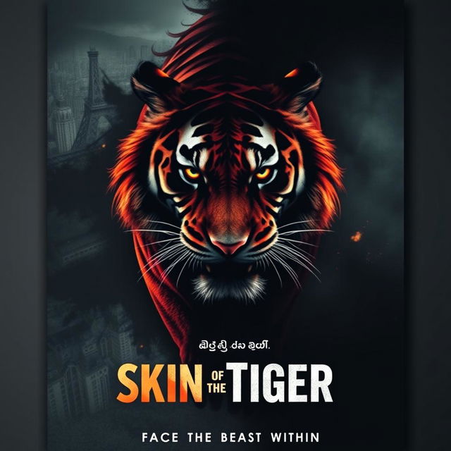 A dramatic and captivating movie poster for a film titled "پوست شیر" (Skin of the Tiger)