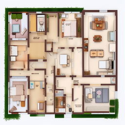 A 30x50 house layout with 4 bedrooms, 2 kitchens, a store, and a dining room