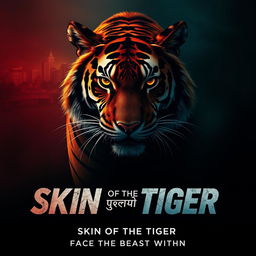 A dramatic and captivating movie poster for a film titled "پوست شیر" (Skin of the Tiger)