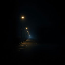 A dark night scene wallpaper capturing a mafia vibe, featuring an empty road that recedes into the distance