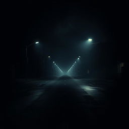 A dark night scene wallpaper capturing a mafia vibe, featuring an empty road that recedes into the distance