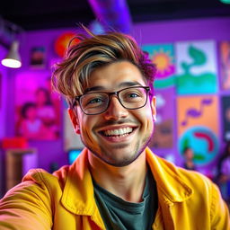 A vibrant and energetic self-portrait capturing your unique personality