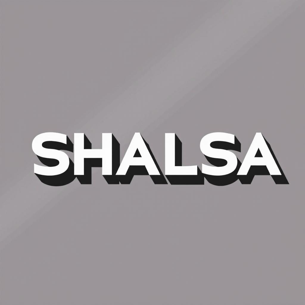 A striking black and white typography design featuring the name "SHALSA" prominently displayed