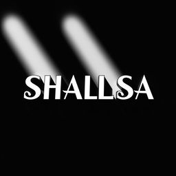 A striking black and white typography design featuring the name "SHALSA" prominently displayed