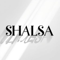 A striking black and white typography design featuring the name "SHALSA" prominently displayed