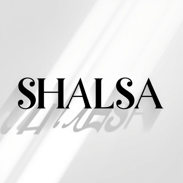 A striking black and white typography design featuring the name "SHALSA" prominently displayed