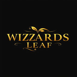 A luxurious logo design featuring the text "WIZARDS LEAF" in elegant, bold gold typography