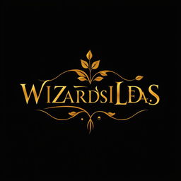 A luxurious logo design featuring the text "WIZARDS LEAF" in elegant, bold gold typography
